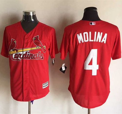 Cardinals #4 Yadier Molina Red New Cool Base Stitched MLB Jersey - Click Image to Close